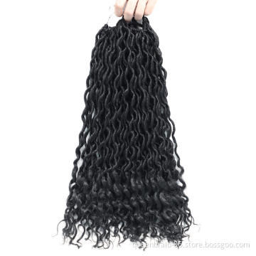 Cheap Wholesale18 inch Long Soft Synthetic Wavy Goddess Faux Locs Crochet Braiding Hair With Curly Ends